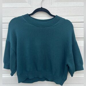 Banana Republic Teal Crew Neck Cropped Sweater